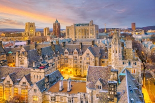 An aerial view of the Yale University campus.