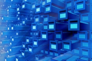 Blue boxes are digitized and appearing to be pushed out of the background