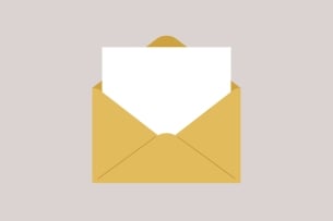 An illustration of a letter in an open envelope.