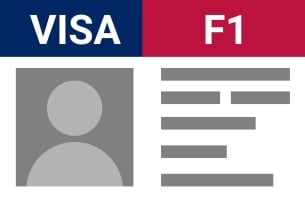 A stock illustration of a F-1 student visa with personal information redacted.