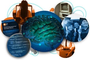 A collage of various elements relating to the 2025 Survey of Campus Chief Technology/Information Officers