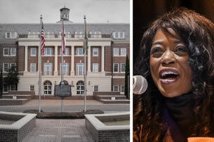 Lee Hall Auditorium at Florida Agricultural and Mechanical University (FAMU) and the new president Marva Johnson.