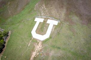 An overhead photo of a giant "U," a landmark for the University of Utah.