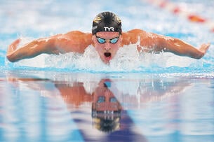 Grant House swimming the 200M butterfly