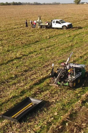 A tractor in a field near the University of Missouri