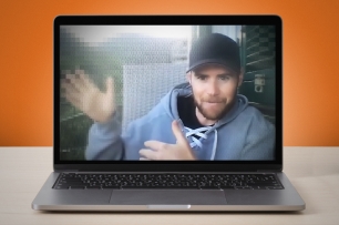 A photo illustration showing a photo of David Griffith-Jones on a laptop.