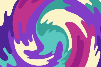Whirlpool of swirling colors in waves