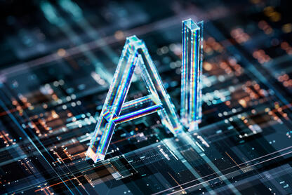 The letters "AI," brightly illuminated.