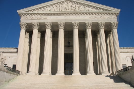 The white-columned façade of the U.S. Supreme Court building