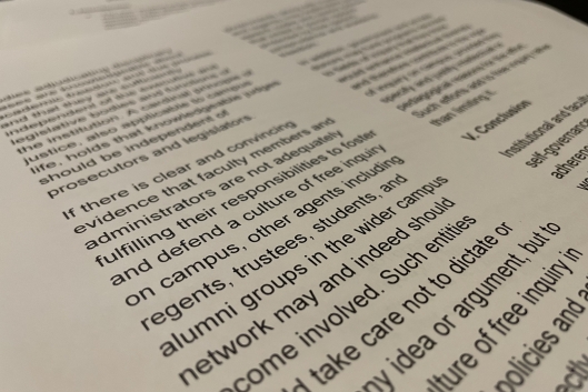 An close-up image of text of the Princeton Principles.