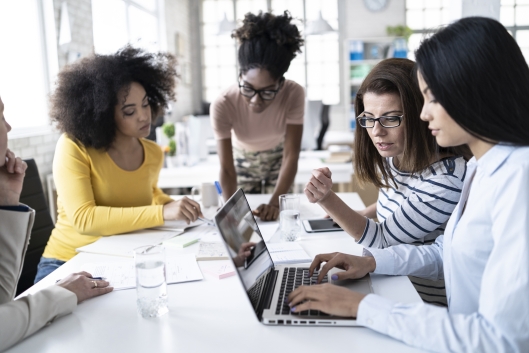 Women business team working in office
