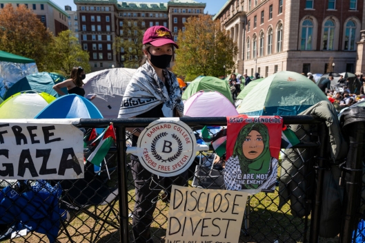 Columbia student at encampment on lawn