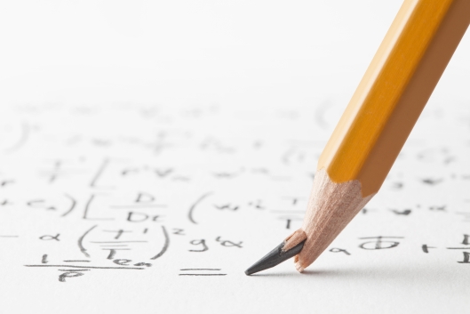 A broken pencil tip in the middle of a math equation