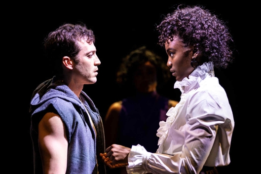 Two drama students acting in a play