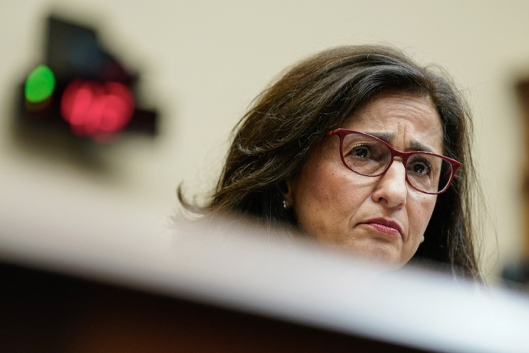 A picture of Shafik frowning