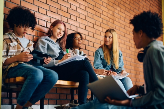 A group of high school students at school