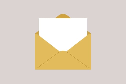 An illustration of a letter in an open envelope.