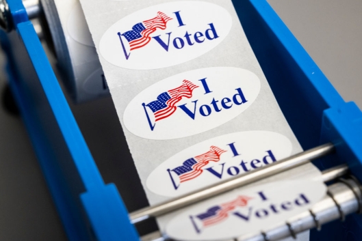 I Voted stickers at Irvine Valley College in Irvine, Calif.