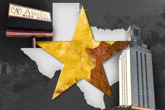 A star and state outline and photos