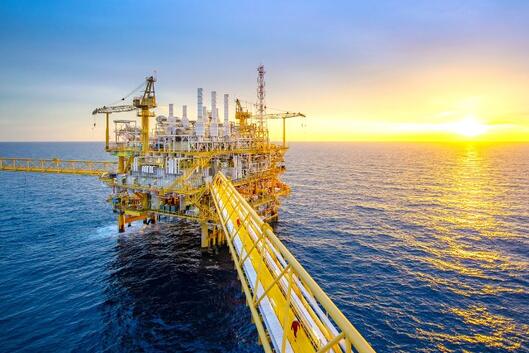 An offshore platform in the ocean 