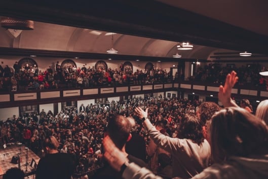 A crowded chapel at Asbury University