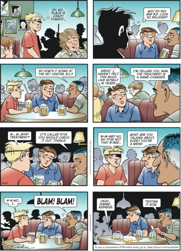 Doonesbury comic panel about veterans