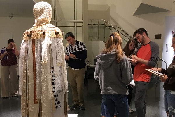 Students standing in art museum