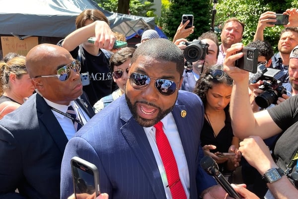 A photo of Florida Rep. Byron Donalds at the GW encampment.