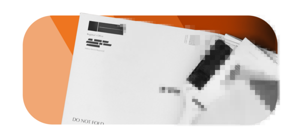 A stack of mail with a large no fold envelope.