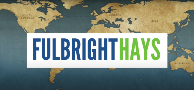 An image of the globe with Fullbright-Hays Research Abroad logo