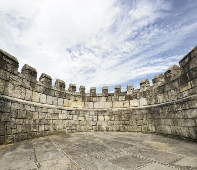 An ancient circular wall in York, England.