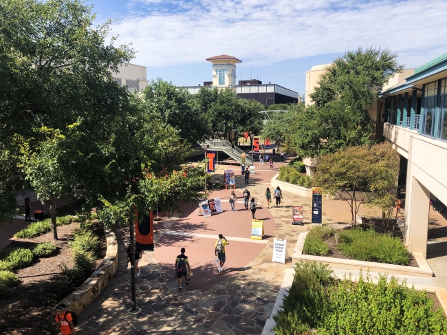 Student walk on the University of Texas at San Antonio campus