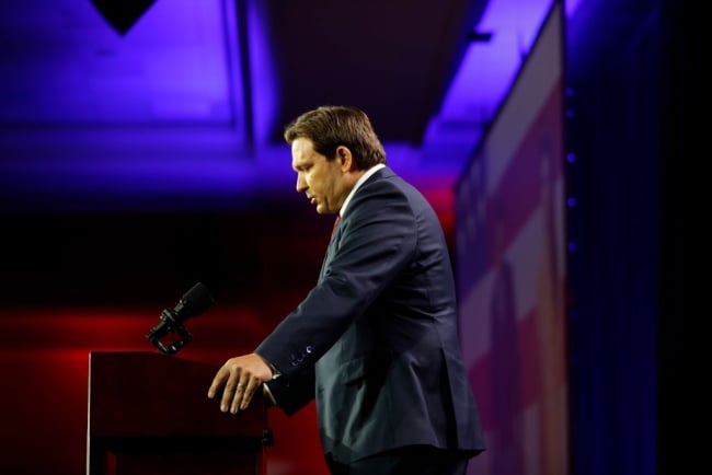 Ron DeSantis pictured at an event after winning a second term as governor of Florida
