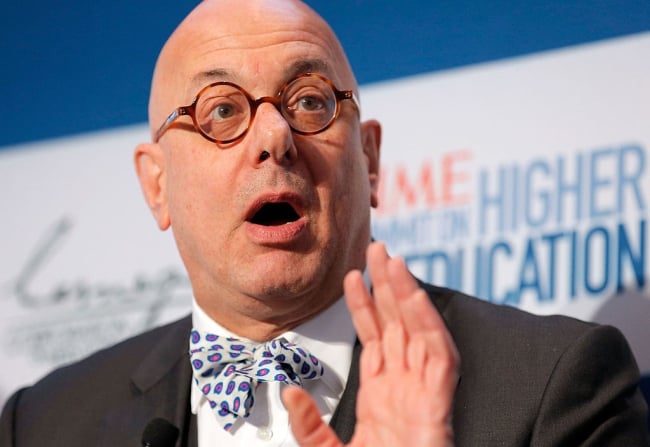 Leon Botstein, a bald white man with round glasses and wearing a bow tie, pictured at an event