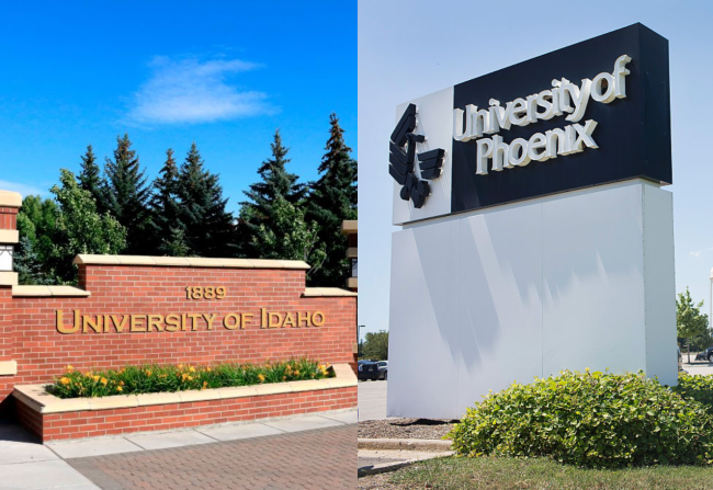 university of idaho and university of phoenix logos