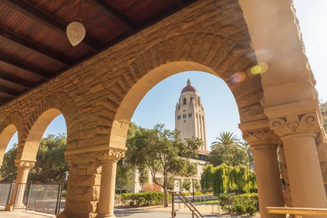 A photo of Hoover Tower on Stanford's campus.