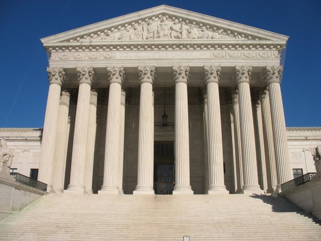The white-columned façade of the U.S. Supreme Court building