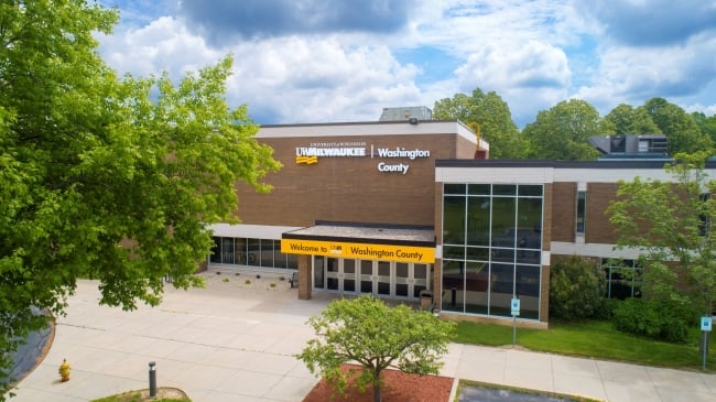 The exterior of UW Milwaukee at Washington County's campus building