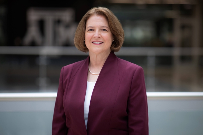 A photograph of M. Katherine Banks, the now-retired president of Texas A&M University.