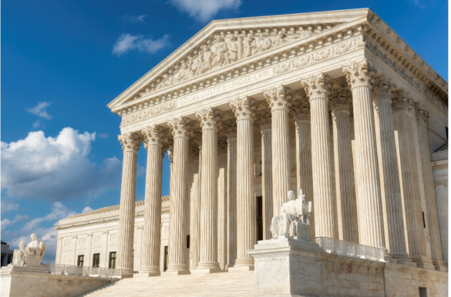 The white-columned facade of the U.S. Supreme Court