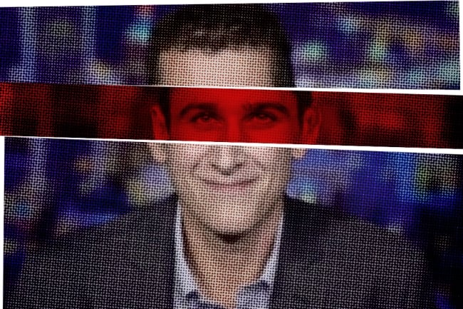 A photo of Richard Hanania with a red bar across his eyes.