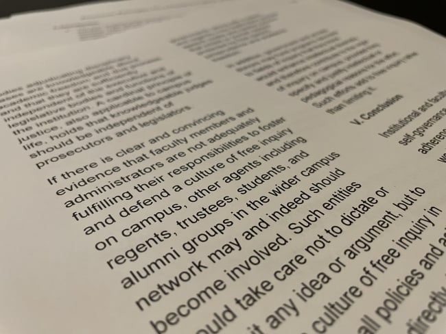 An close-up image of text of the Princeton Principles.