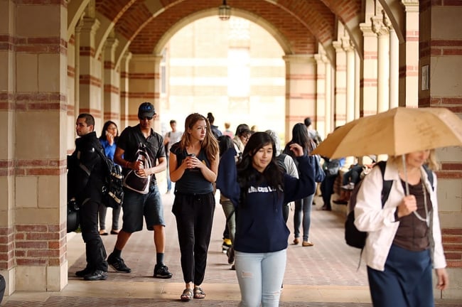 Students walking on UCLA's campus.