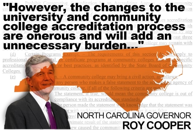 A photo illustration of North Carolina governor Roy Cooper