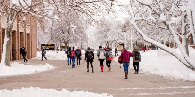 A photograph of Michigan Technological University's campus. 