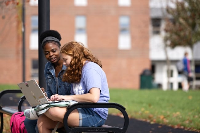 Students on a Maine Community College System campus