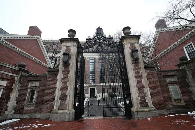 Gated entrance on the campus of Harvard University. 