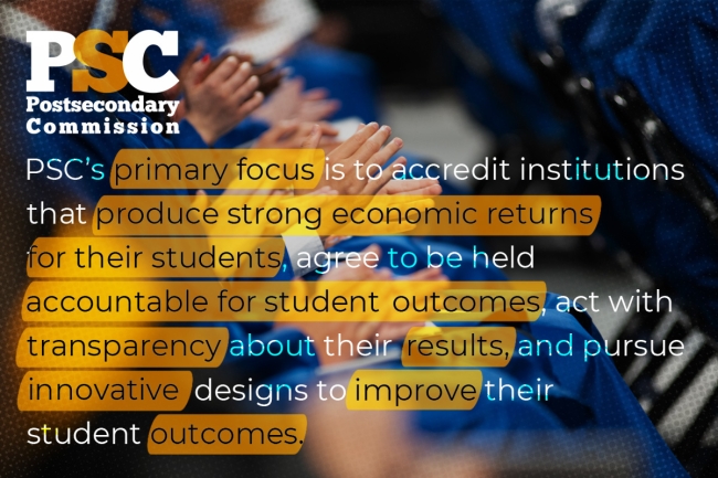 A photo illustration of the Postsecondary Commission's aims.