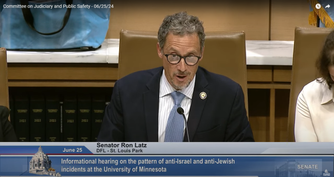 Minnesota Senate committee hearing, Senator Latz
