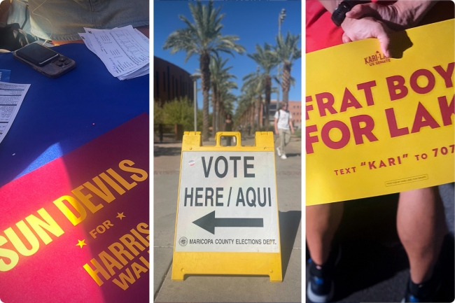 Three photos together about voting